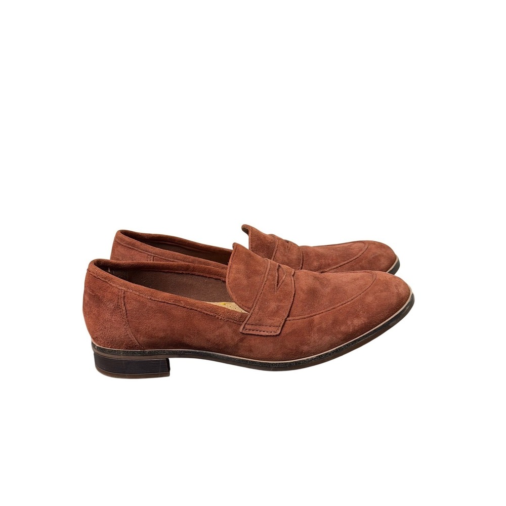 Clarks Penny Loafers Women‎ 10 Rust Orange Suede Ultimate Comfort Slip On Shoes